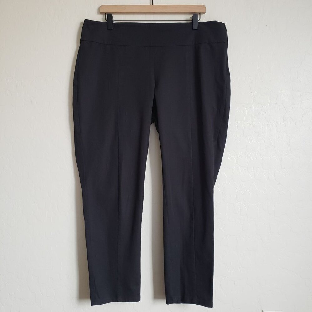 Eileen Fisher Organic Cotton Flat Front Ankle Crop Pants Black Size Womens Large